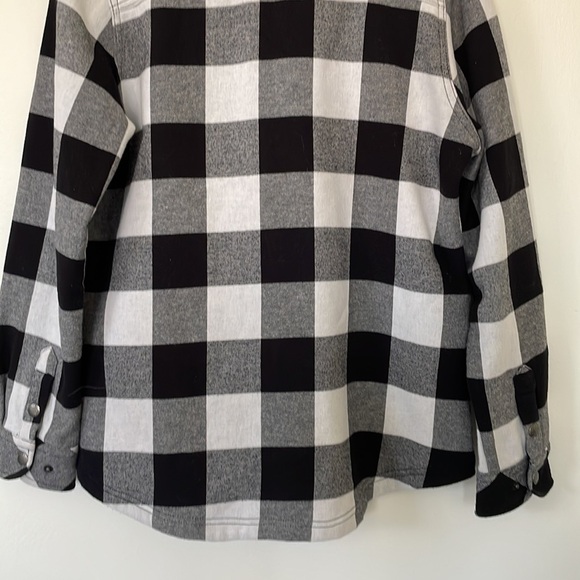 Orvis | Ladies Black White Checker Fleece Lined Button Front Shacket Size Medium - Picture 10 of 14